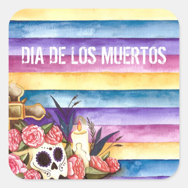 Floral Skull Dia de los Muertos | Aufkleber (Vorderseite)