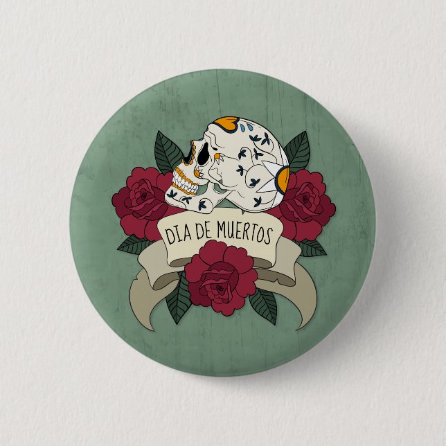 Floral Skull Dia de los Muertos | Button (Vorderseite)