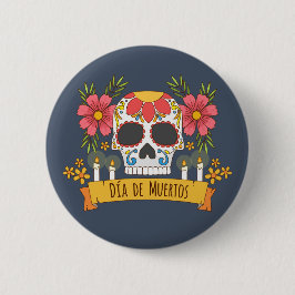 Floral Skull Dia de los Muertos | Button