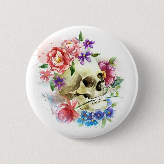 Floral Skull Dia de los Muertos | Button (Vorderseite)