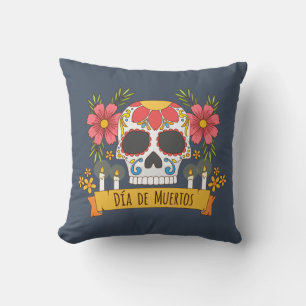 Floral Skull Dia de los Muertos   Dekokissen