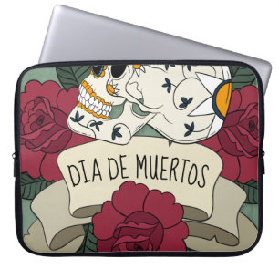 Floral Skull Dia de los Muertos   Laptop Sleeve