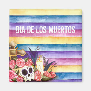Floral Skull Dia de los Muertos Magnet