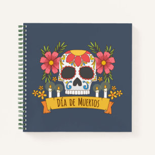 Floral Skull Dia de los Muertos Notizbuch