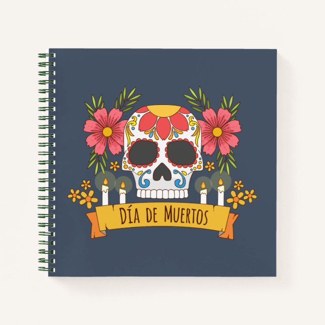 Floral Skull Dia de los Muertos | Notizbuch (Vorderseite)