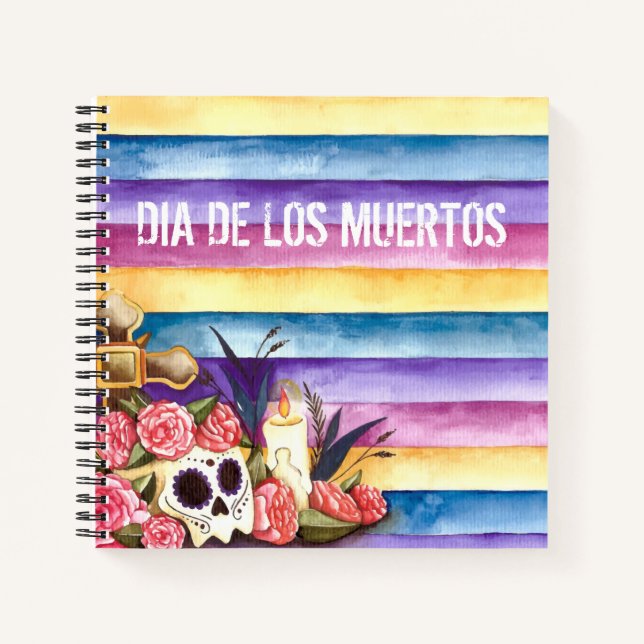 Floral Skull Dia de los Muertos | Notizbuch (Vorderseite)