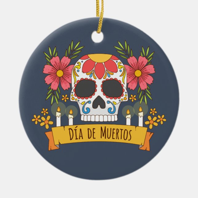 Floral Skull Dia de los Muertos | Ornament (Vorne)