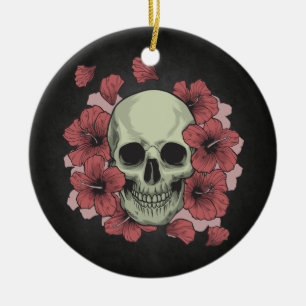 Floral Skull Dia de los Muertos   Ornament