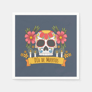 Floral Skull Dia de los Muertos   Serviette