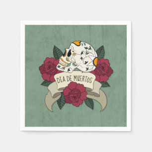 Floral Skull Dia de los Muertos Serviette