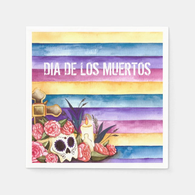 Floral Skull Dia de los Muertos | Serviette (Vorderseite)