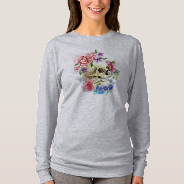 Floral Skull Dia de los Muertos | Sleeve Shirt (Vorderseite)