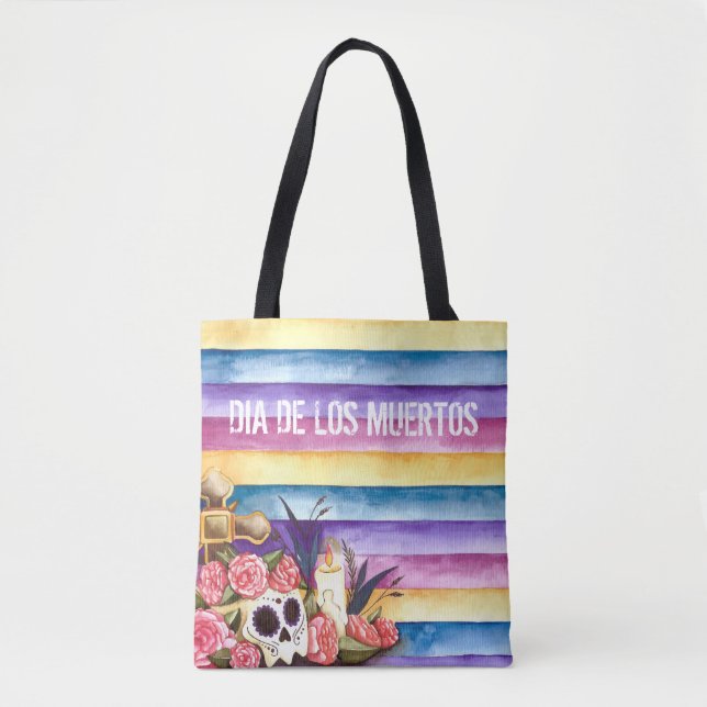 Floral Skull Dia de los Muertos | Tragetasche (Vorderseite)