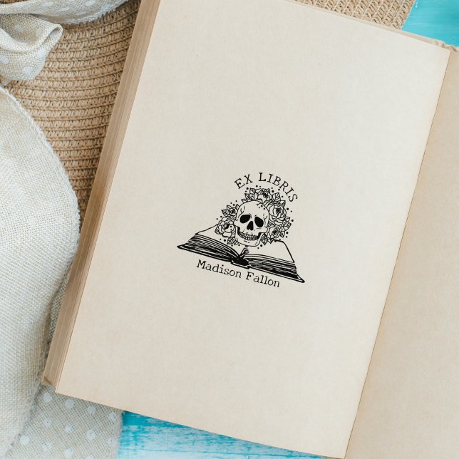 Floral Skull Ex Libris Library Book Gummistempel (Von Creator hochgeladen)