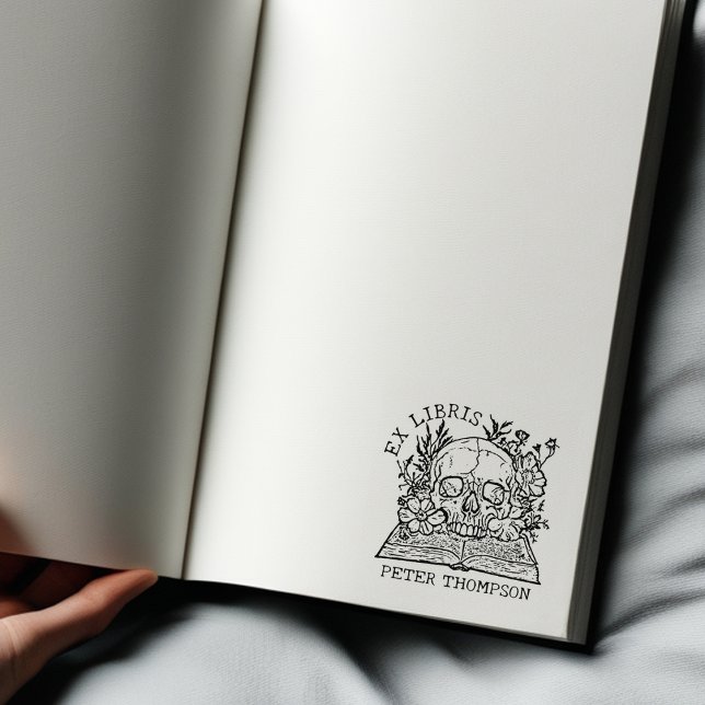 Floral Skull Ex Libris Library Book Gummistempel (Von Creator hochgeladen)