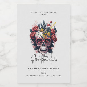 Floral Skull Faboolly Spooktacular Familienname Lebensmitteletikett