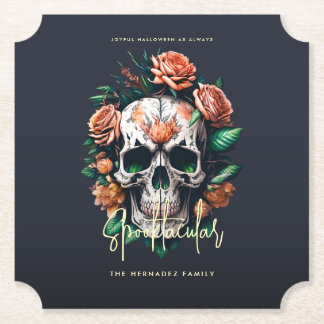 Floral Skull Faboolly Spooktacular Familienname Untersetzer