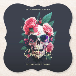 Floral Skull Faboolly Spooktacular Familienname Untersetzer
