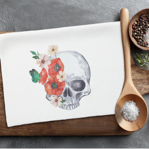 Floral Skull Goth Geschirrtuch
