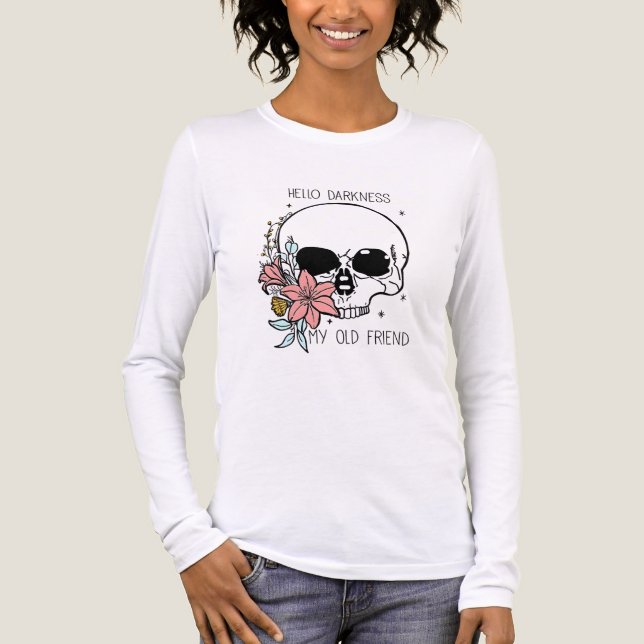 Floral Skull Goth "Hello Darkness" Art Tri-Blend Shirt (Vorderseite)