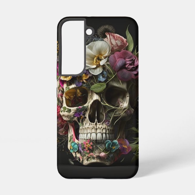 Floral Skull Goth Pagan Samsung Galaxy Hülle (Rückseite)
