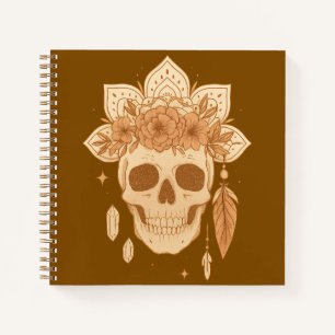 Floral Skull Halloween Boho Notizbuch