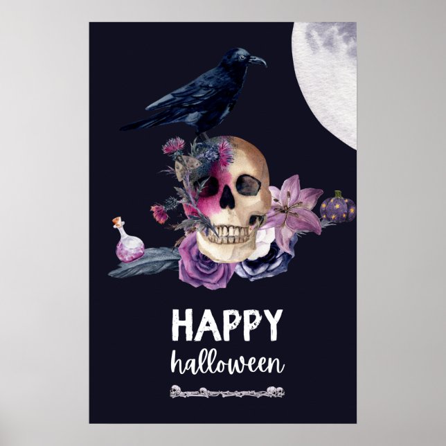 Floral Skull Halloween Poster (Vorne)