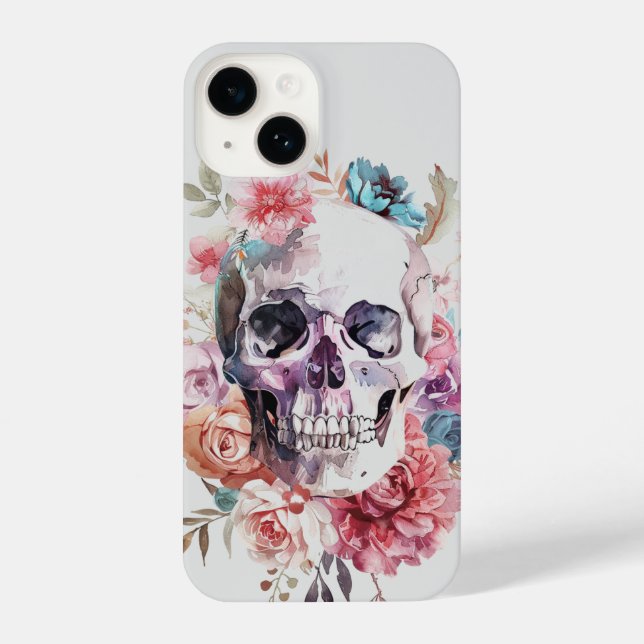 Floral Skull Handy Fall, Goth iPhone Case Hülle (Rückseite)
