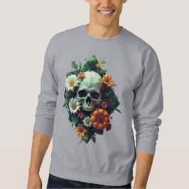 Floral Skull Head Pixel Art Sweatshirt