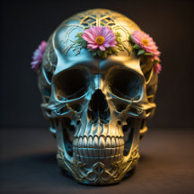 Floral-Skull-Musselin v3 Steampunk tissue Paper