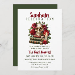 Floral Skull Samhain Harvest Halloween-Party Einladung