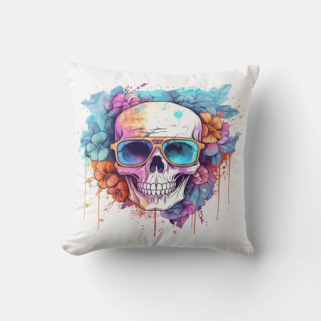 Floral Skull Shades Kissen (Vorderseite)