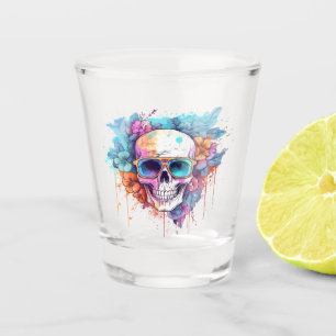 Floral Skull Shades Schnapsglas