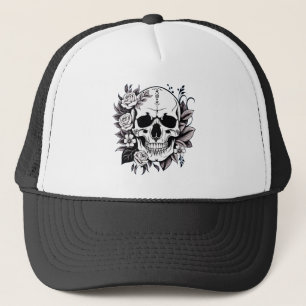 Floral Skull Trucker Hat Truckerkappe