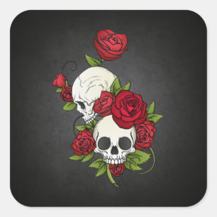 Floral Skulls Dia de los Muertos   Aufkleber