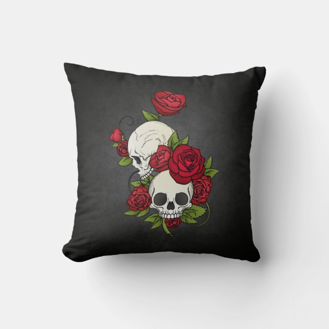 Floral Skulls Dia de los Muertos | Dekokissen (Vorderseite)