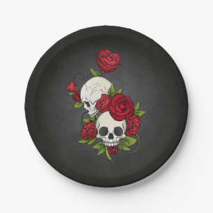 Floral Skulls Dia de los Muertos   Papierteller