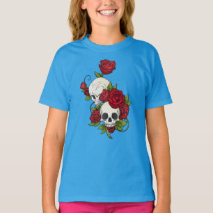 Floral Skulls Dia de los Muertos   Sleeve Shirt