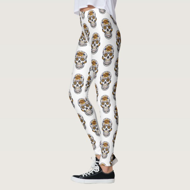 Floral Skulls Muster Frauen Leggings (Links)