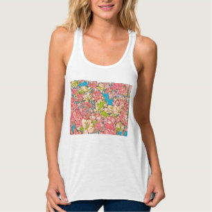 Floral Slim Fit Tank Top (weiß) - Schönheitseffekt