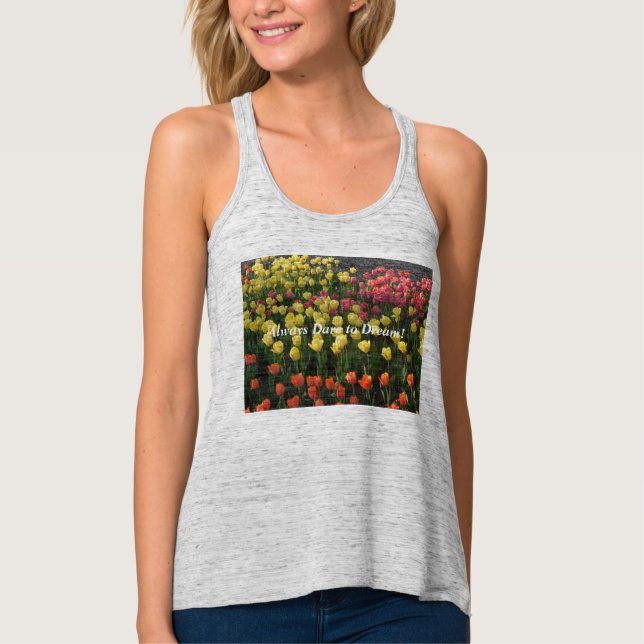 Floral Slim Fit Top (grau) Immer wagen zu träumen (Vorderseite)