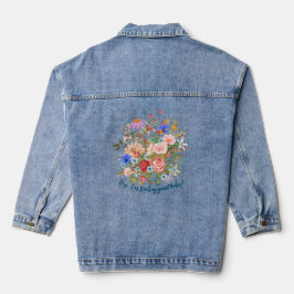 Floral & Slogan Graphic Jeansjacke