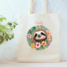 Floral Sloth Tote Bag Tragetasche