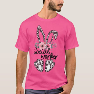 Floral Social Worker Oaster Bunny Social Worker Ea T-Shirt