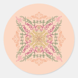 Floral Soft peach kaleidoscopic Script Best Mom Runder Aufkleber