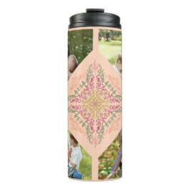 Floral Soft peach kaleidoscopic Script Best Mom Thermosbecher