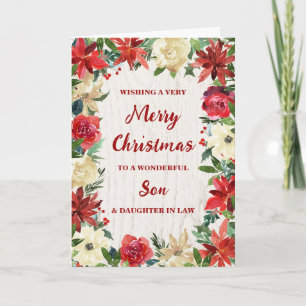 Floral Son & Tochter im Gesetz Frohe Weihnachten Karte