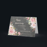 Floral Son & Tochter im Jura Hochzeitstag Karte<br><div class="desc">Glückliche Hochzeitskarte für Sohn und Tochter im Gesetz mit eleganten,  rot-rosa Aquarell-Blume und Chalkboard-Hintergrund und Herz-Filz Vers.</div>