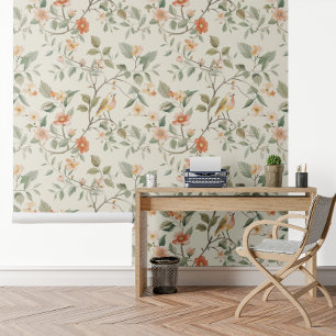 Floral Song Bird Light Hübsches Muster Tapete