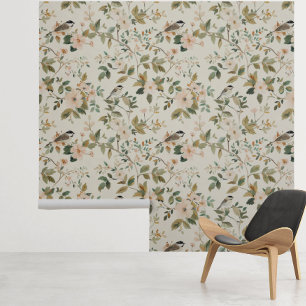 Floral Song Bird Light Hübsches Muster Tapete